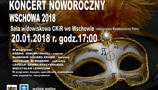 plakat informacyjny z maską karnawałową