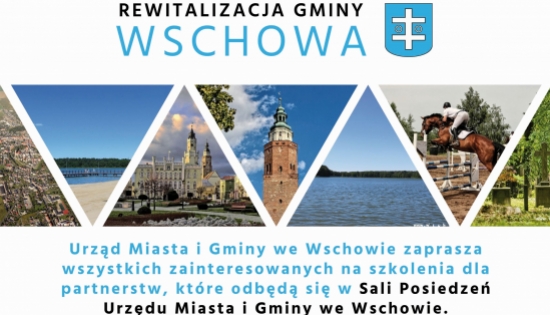 plakat z rospisanym szkoleniem i zdjęciami Wschowy