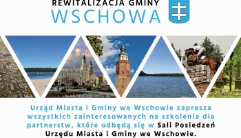 plakat z rospisanym szkoleniem i zdjęciami Wschowy